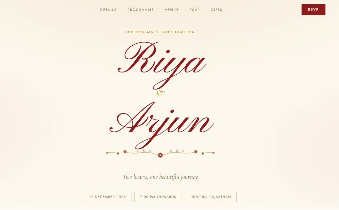 Royal Indian Wedding Invitation Website