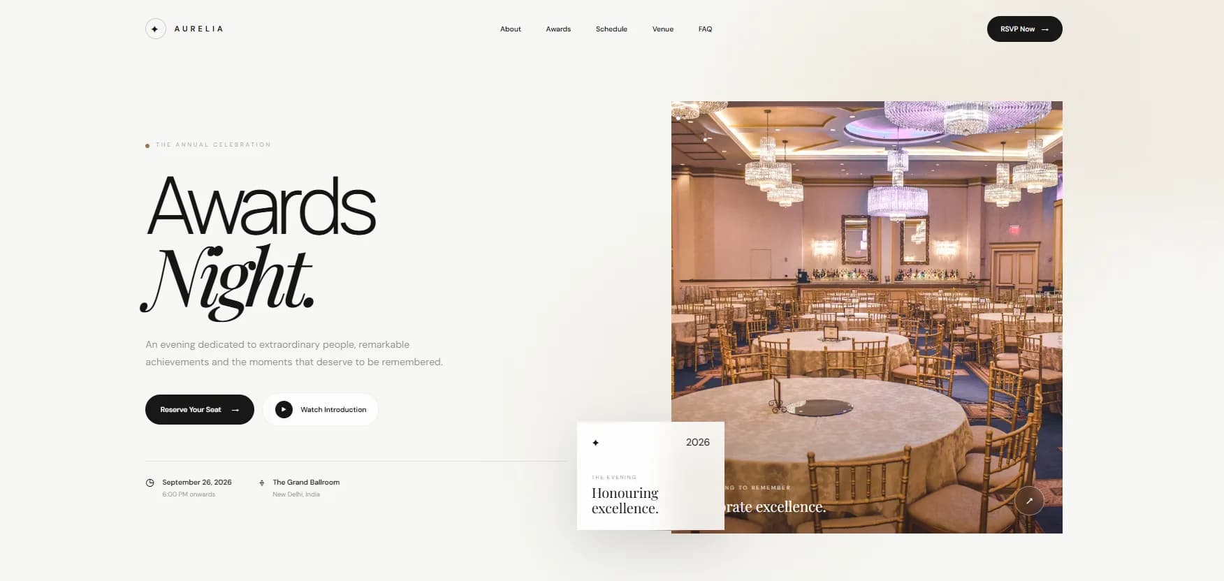 Awards Night Template | Premium Corporate Event Website