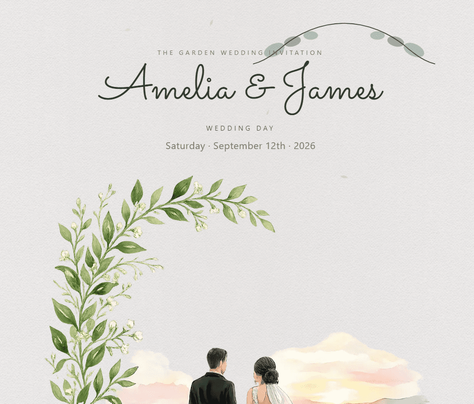 Amelia & James — Garden Wedding Invitation