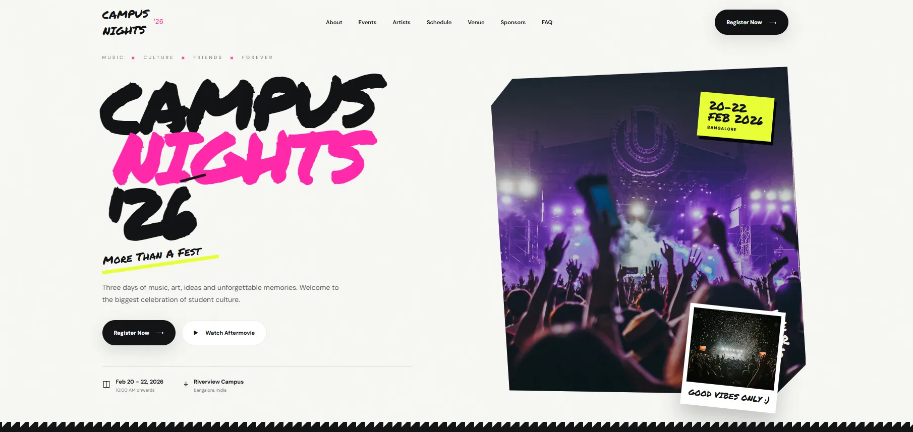 Campus Nights — College Fest & Event Website Template