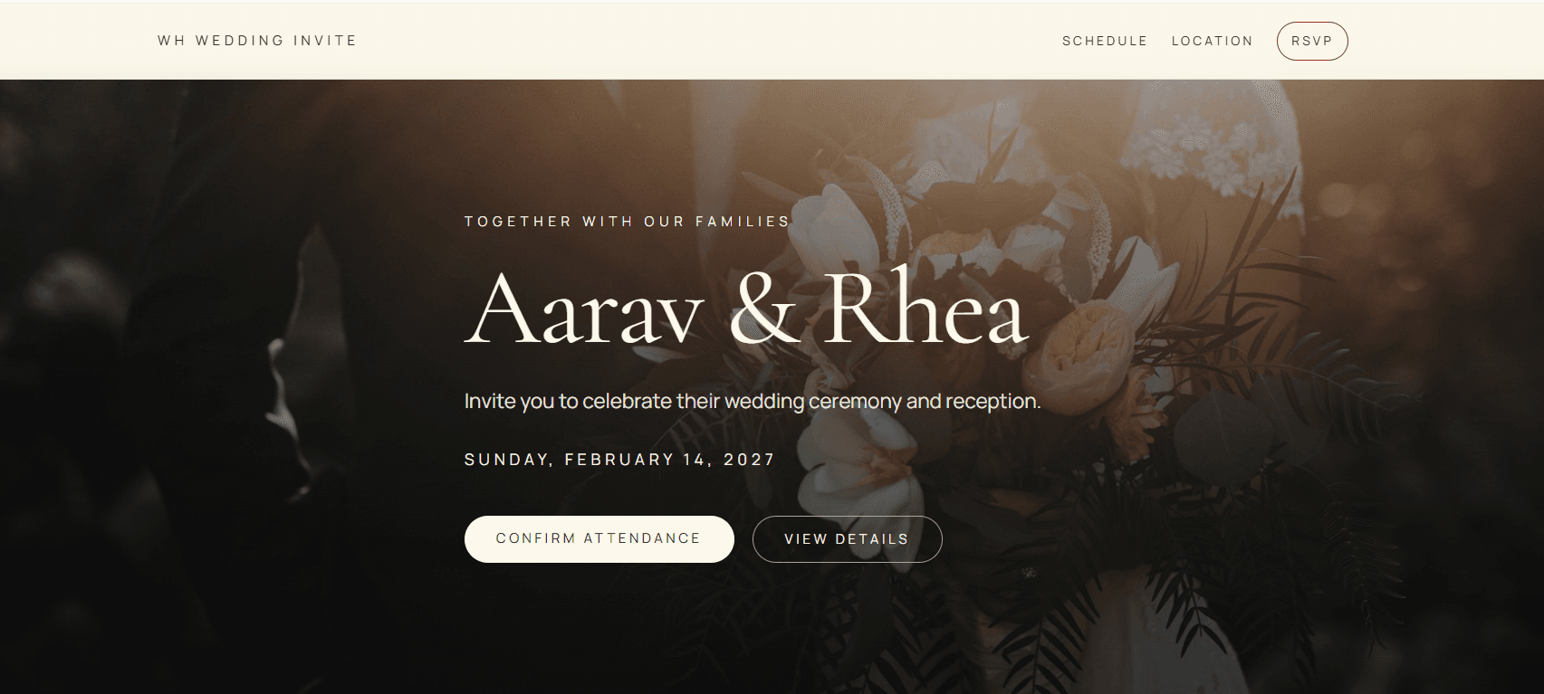 Elegant Editorial Wedding Invitation Website