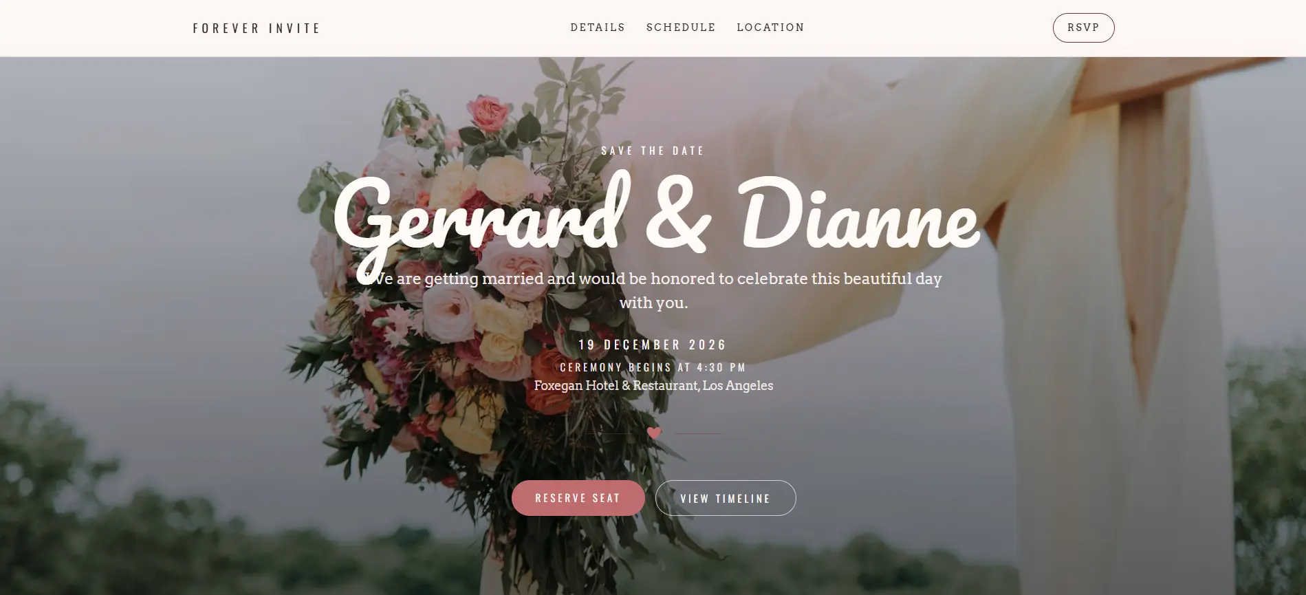 Classic Romantic Wedding Invitation Website