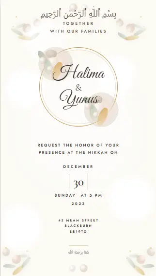 Halima & Yunus Floral Nikkah Invitation Poster | Islamic Wedding Design