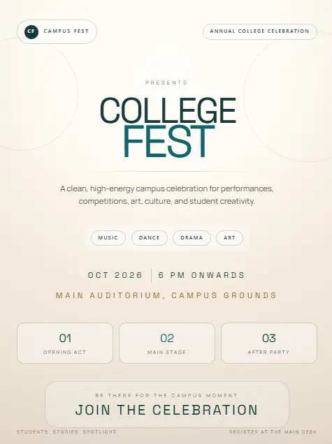 Campus Fest 2026 | Minimal College Fest Poster Design