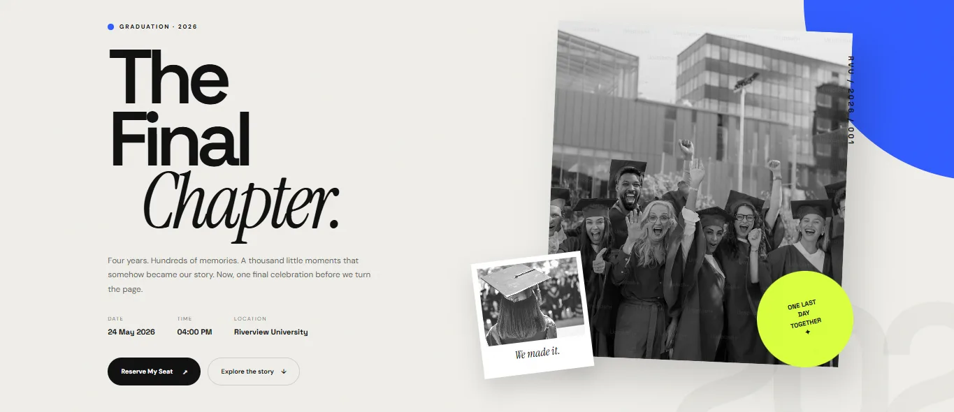 The Final Chapter Two | College Graduation Website Template