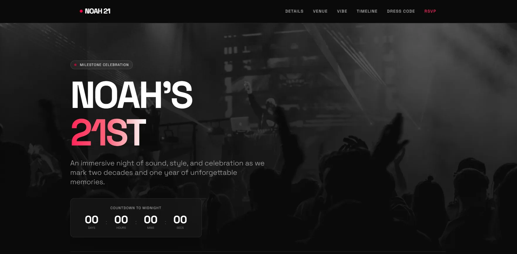 Twenty Something | Stylish Milestone Birthday Website Template